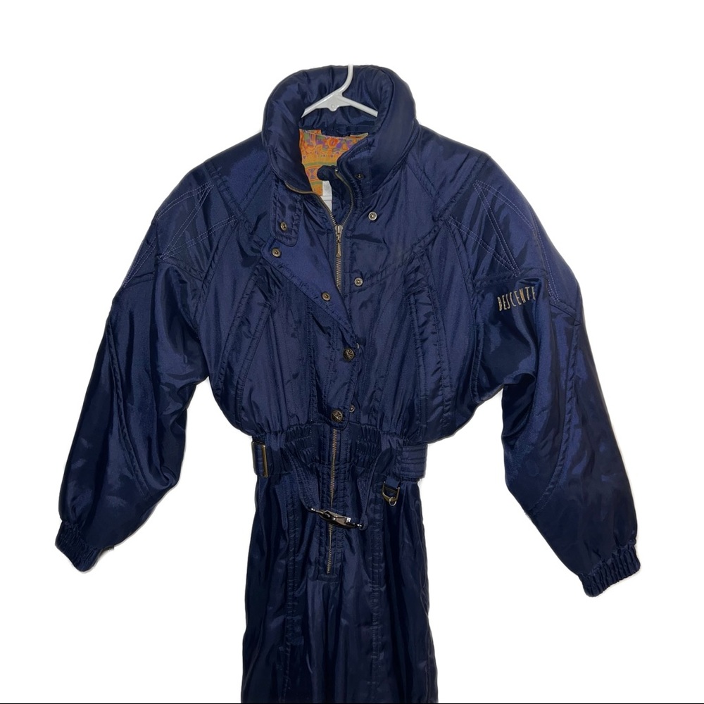 Vintage Descente Full Ski Suit 90’s Navy Blue/Gold